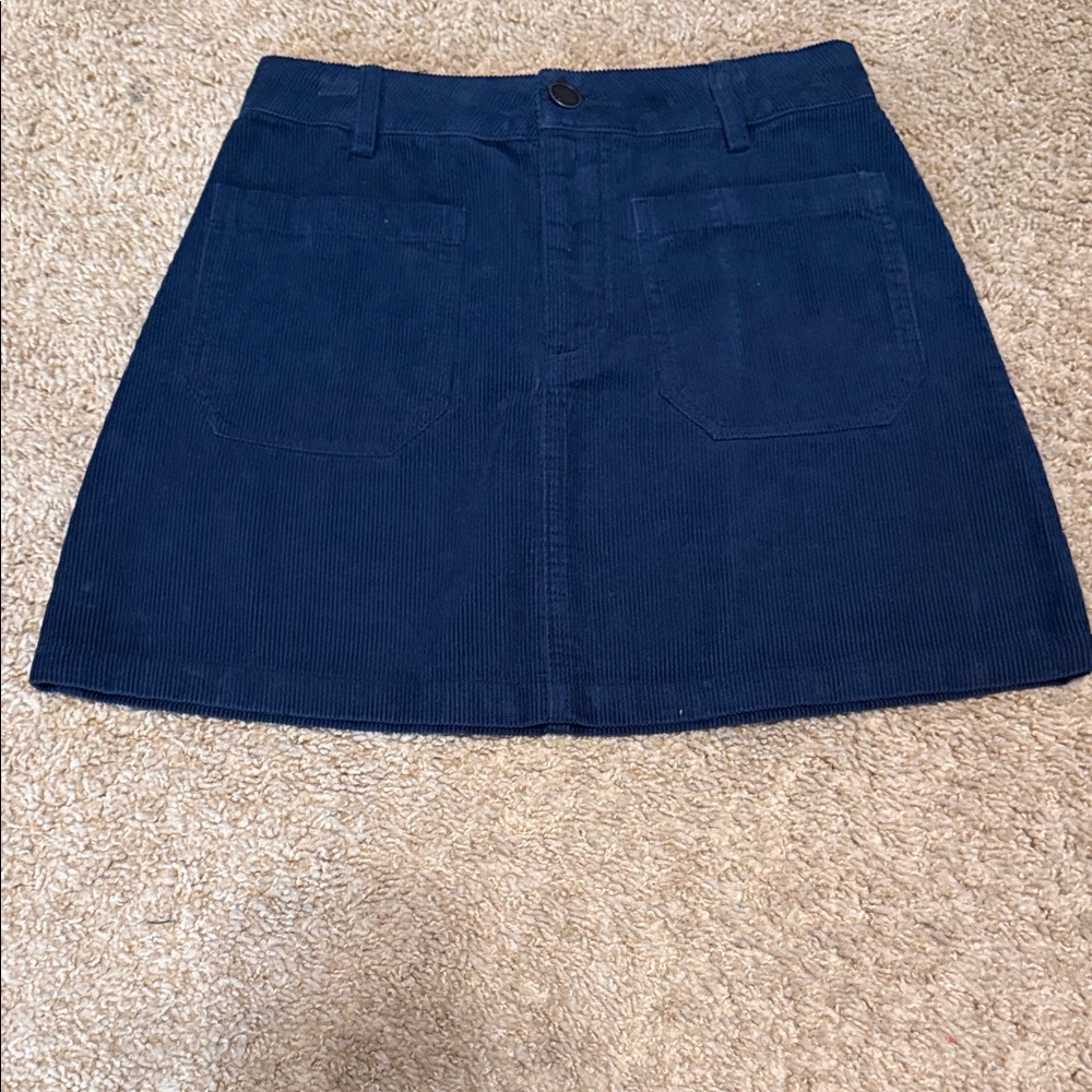 Copper Key Dark Blue Corduroy Mini Skirt